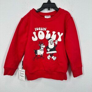 Tiny Tribe Australia Feelin' Jolly Vibrant Holiday Red Christmas Sweatshirt NWT